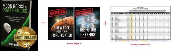 Moon Rocks to Power Stocks book, bonus reports, and Scorecards promo
